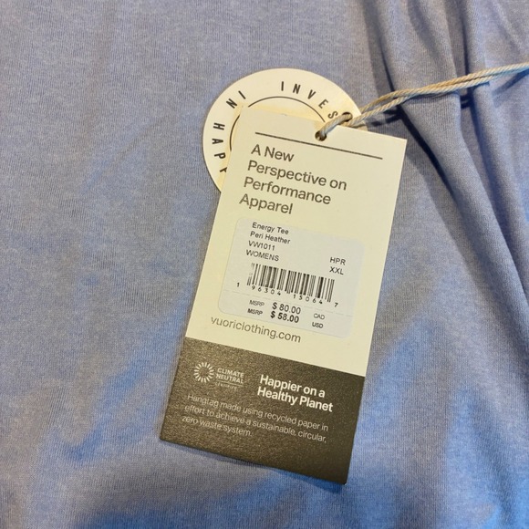 Nwt Vuori Energy Tee Peri Heather Performance Apparel Womens XXL Cropped TShirt - Picture 2 of 5
